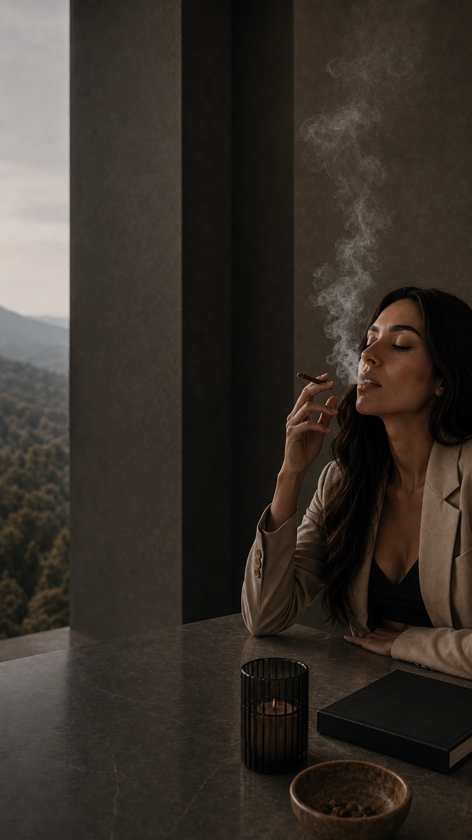 Luxury cannabis editorial portrait
